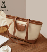 Δερμάτινη Γυναικεία Τσάντα Shopper  Ωμου Foxer 9151041F μπέζ/καφέ