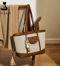 Δερμάτινη Γυναικεία Τσάντα Shopper  Ωμου Foxer 9151041F μπέζ/καφέ